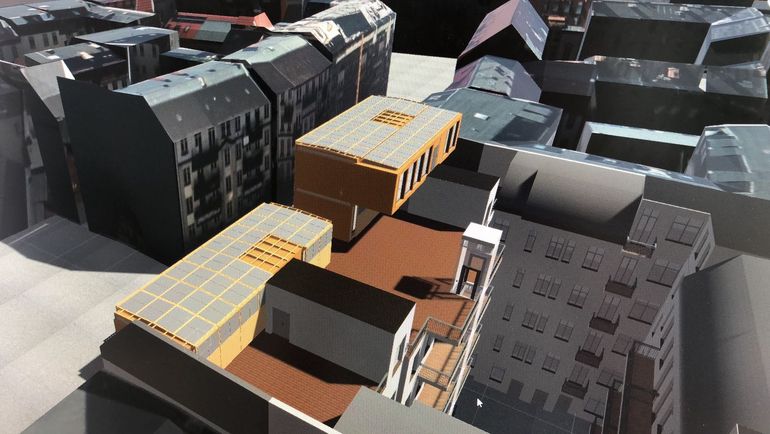 Abbildung 4: Varianten eines ein-und zweigeschossigen Rooftop-Gebäudes auf einem Berliner Altbaugebäude (Quelle: UdK Berlin)
