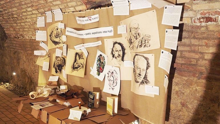 EXHIBITION (Budapest/HUN): The reconstruction of my atelier (research-wall) with preparatory sketches, ... at the Mikve, a historic Jewish bath, as part of the TUS Festival in Budapest
