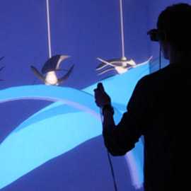Image visitor interacting with installation